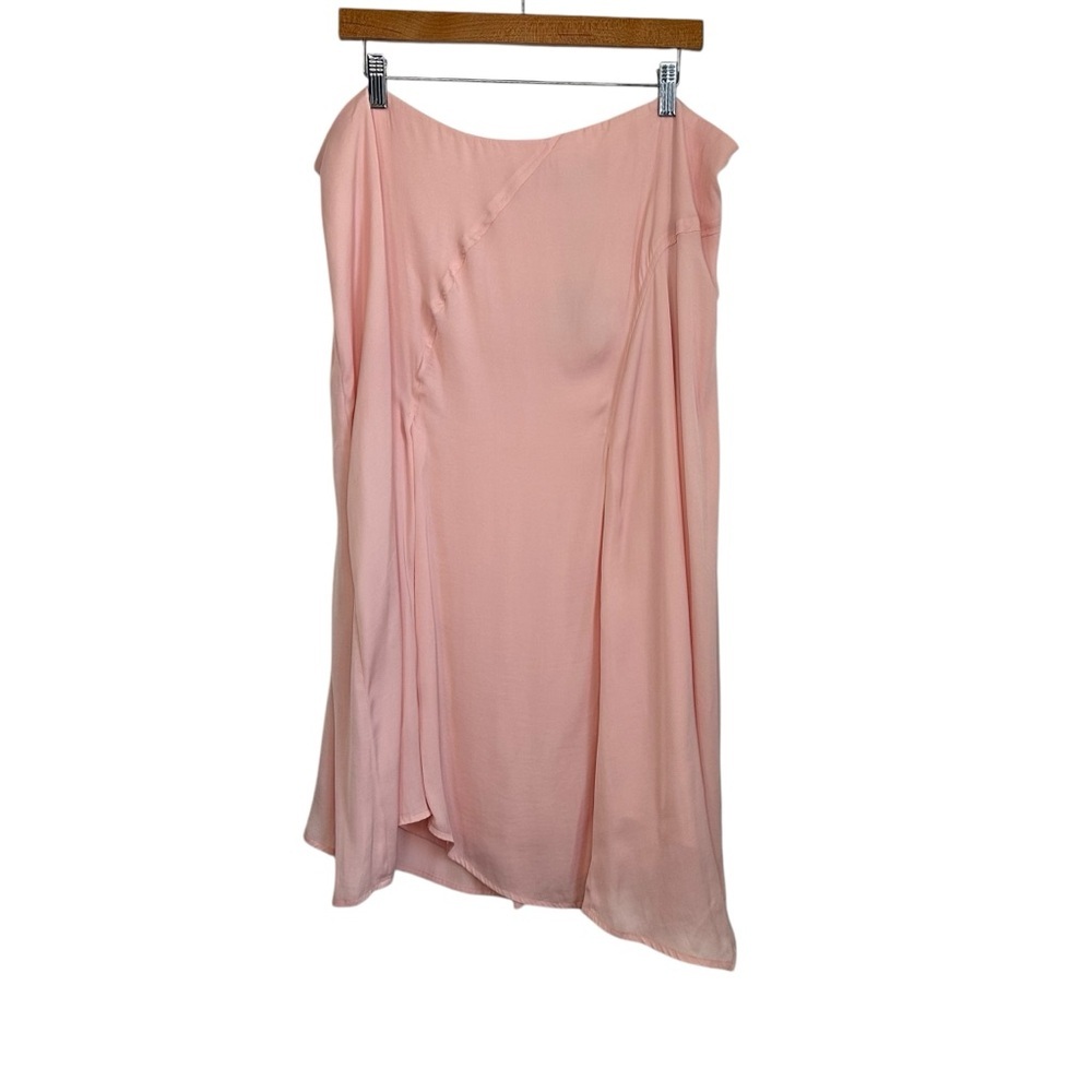 Ryegrass Womens Asymmetrical Midi Skirt Size 16W Pink Lined Pleats Flowy